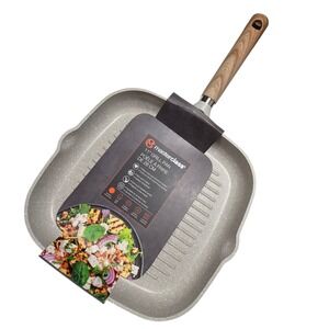 Masterclass Nonstick Cookware 11in Square Grill Pan Frying Pan Induction Greige